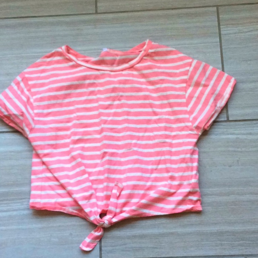 AMAZON pink striped tie shirt(barely worn)